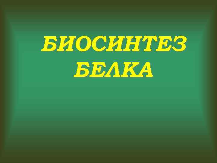 БИОСИНТЕЗ БЕЛКА 