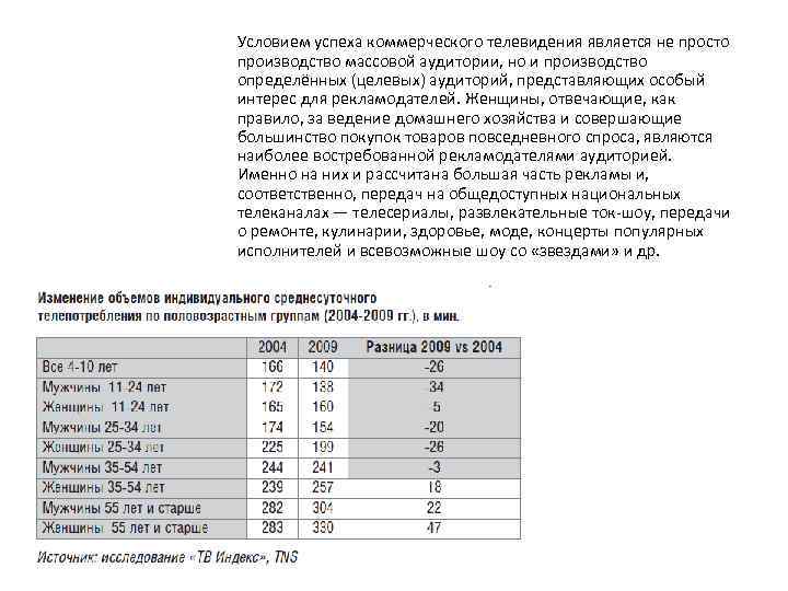 Условием успеха коммерческого телевидения является не просто производство массовой аудитории, но и производство определённых