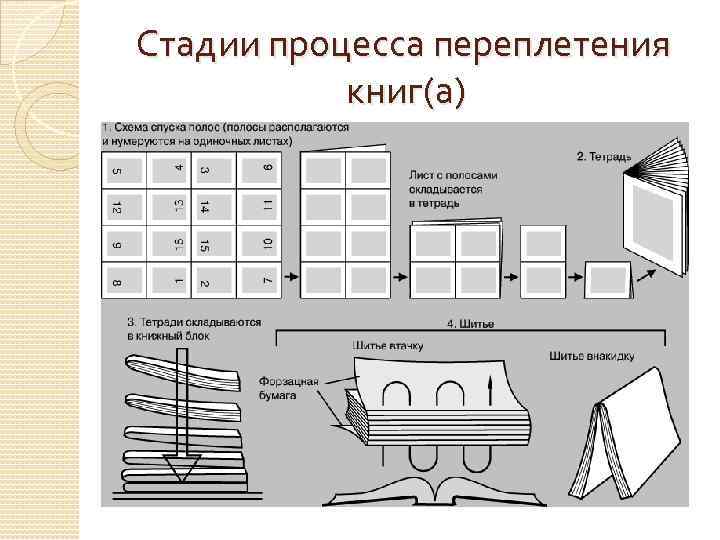  Стадии процесса переплетения книг(а) 