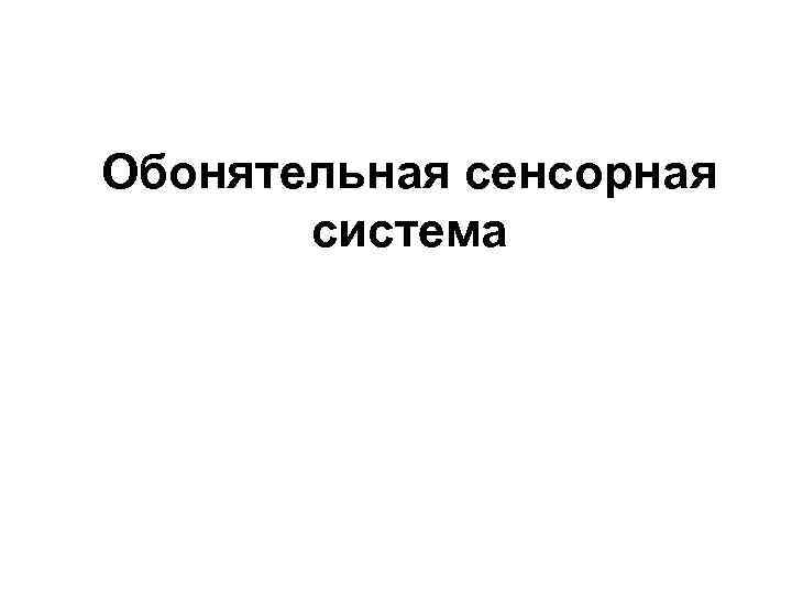 Обонятельная сенсорная система 