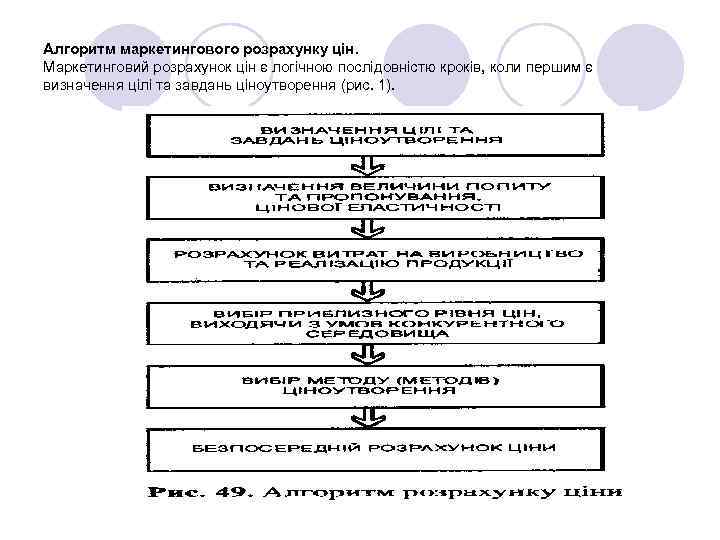 Алгоритм маркетингового розрахунку цін. Маркетинговий розрахунок цін є логічною послідовністю кроків, коли першим є