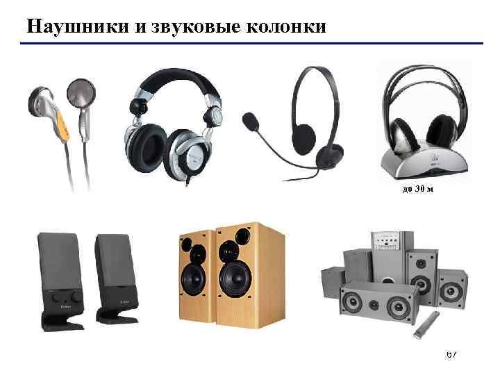Наушники и звуковые колонки до 30 м 67 