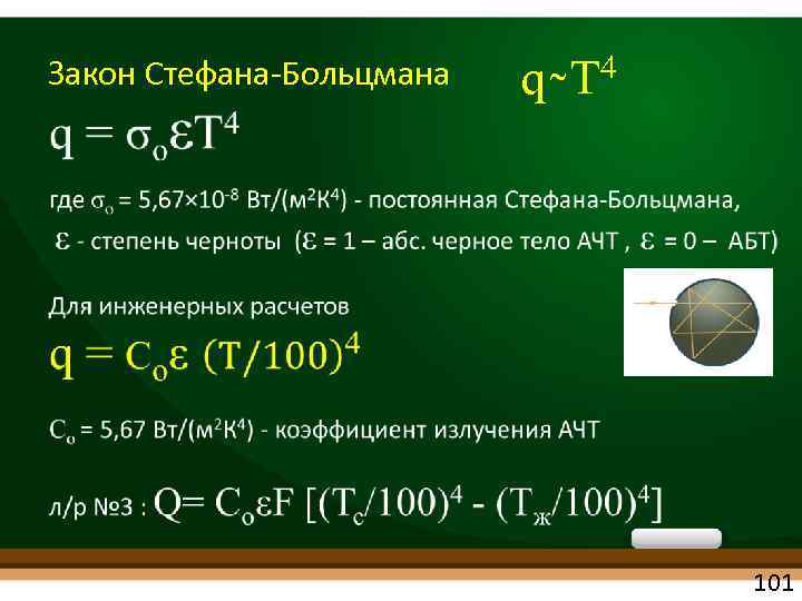 Закон Стефана Больцмана q T 4 101 