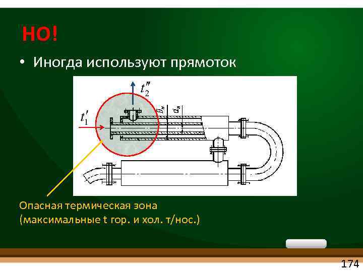 НО! • Иногда используют прямоток Опасная термическая зона (максимальные t гор. и хол. т/нос.