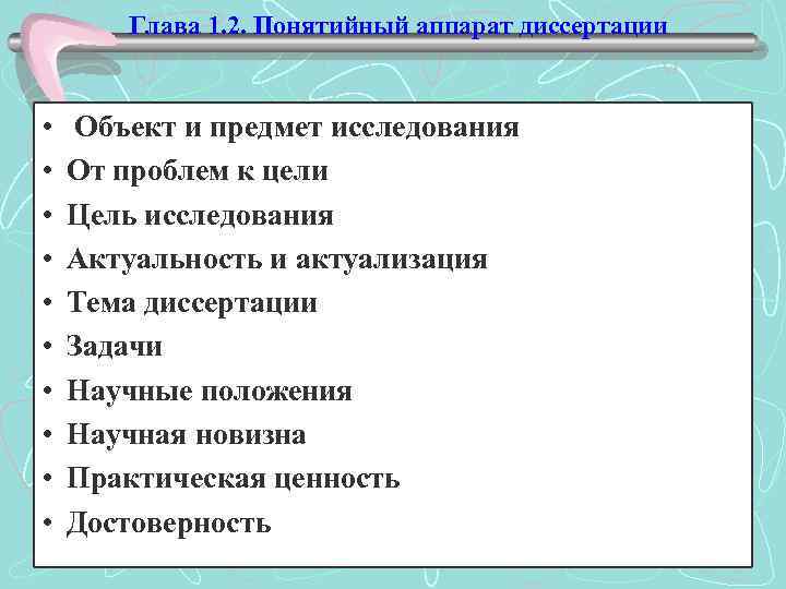 Глава 1. 2. Понятийный аппарат диссертации • • • Объект и предмет исследования От