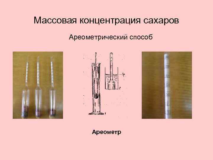 Массовая концентрация сахаров Ареометрический способ Ареометр 