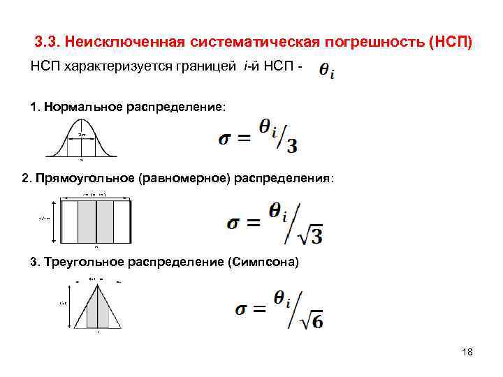 Равномерный прямоугольник. Нормальное распределение погрешностей. Прямоугольное распределение. Неисключенная систематическая погрешность. Граница неисключенной систематической погрешности.