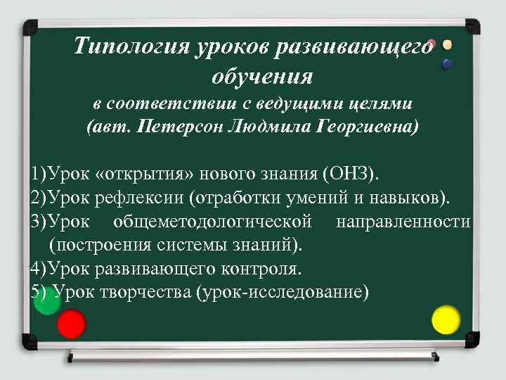 Типология уроков развивающего обучения в соответствии с ведущими целями (авт. Петерсон Людмила Георгиевна) 1)Урок