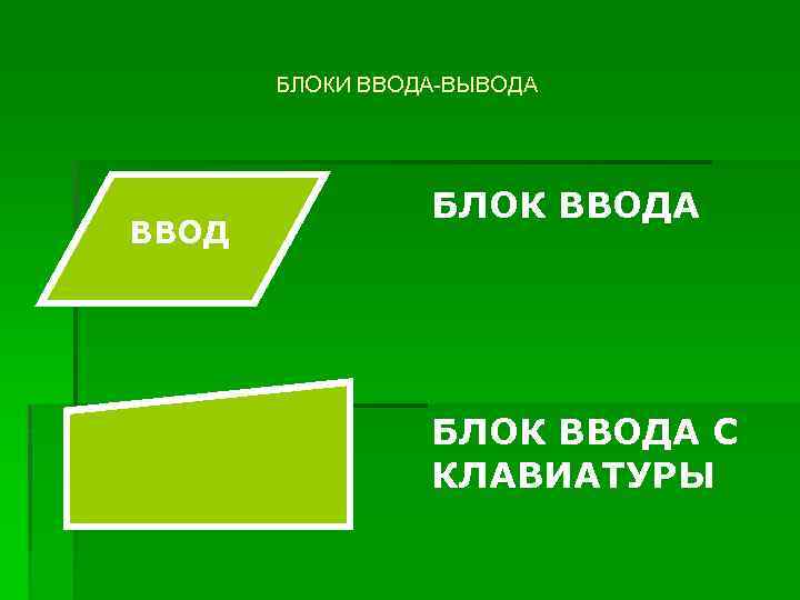 БЛОКИ ВВОДА-ВЫВОДА ВВОД БЛОК ВВОДА С КЛАВИАТУРЫ 