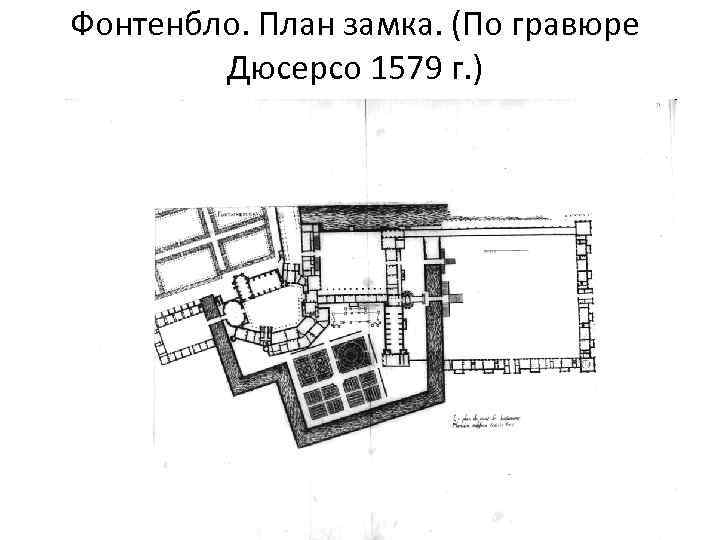 Фонтенбло. План замка. (По гравюре Дюсерсо 1579 г. ) 