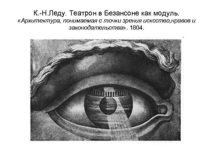 К. -Н. Леду. Театрон в Безансоне как модуль. «Архитектура, понимаемая с точки зрения исксство,