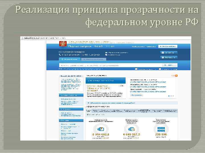 Реализация принципа прозрачности на федеральном уровне РФ 