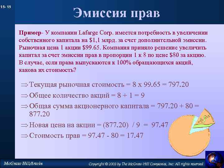 15 - 15 Эмиссия прав Пример- У компании Lafarge Corp. имеется потребность в увеличении