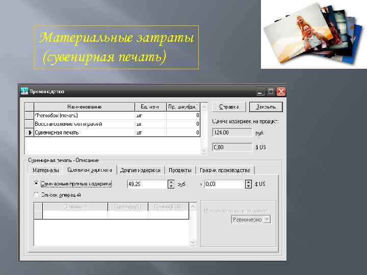 Материальные затраты (сувенирная печать) 