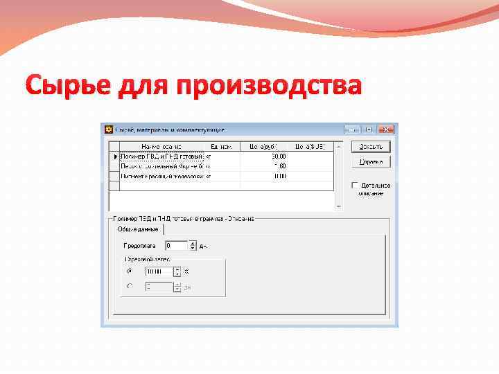 Сырье для производства 