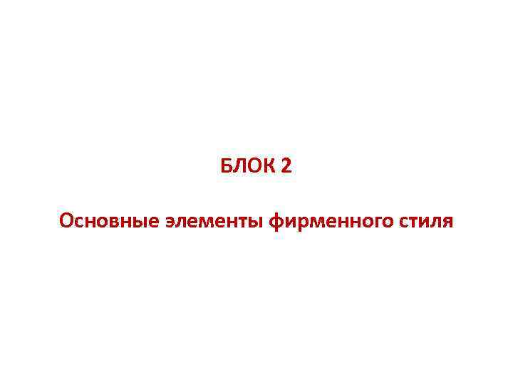 БЛОК 2 Основные элементы фирменного стиля 