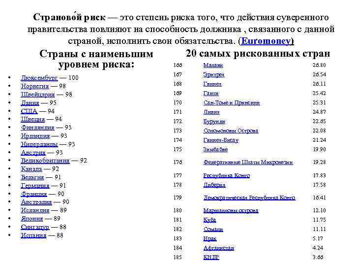 Страново й риск — это степень риска того, что действия суверенного правительства повлияют на