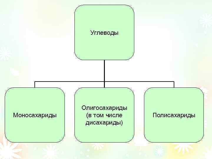 Углеводы Моносахариды Олигосахариды (в том числе дисахариды) Полисахариды 
