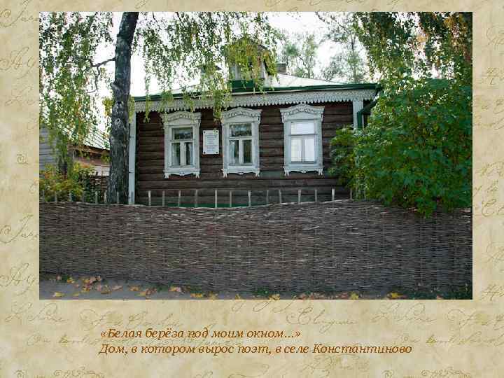  «Белая берёза под моим окном…» Дом, в котором вырос поэт, в селе Константиново