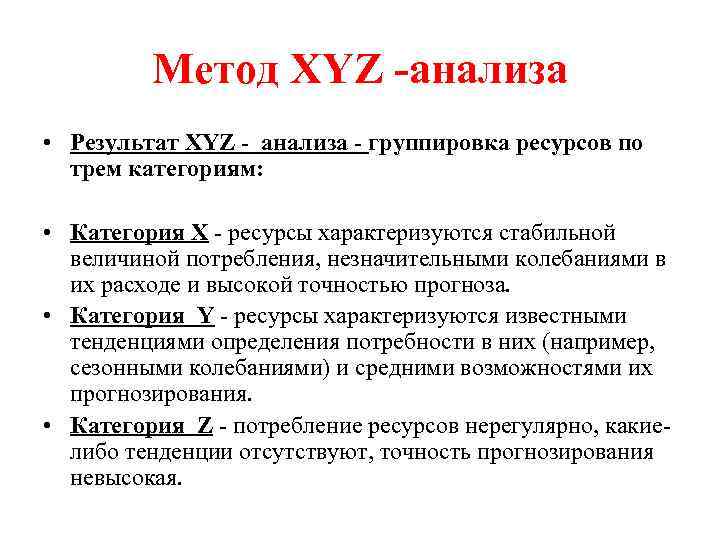 Xyz анализ