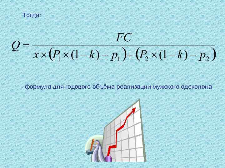 Тогда: - формула для годового объёма реализации мужского одеколона 