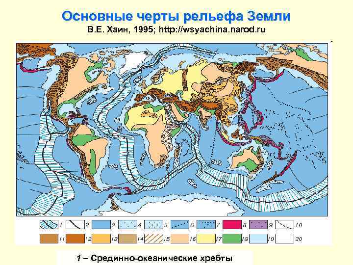 Основные черты рельефа Земли В. Е. Хаин, 1995; http: //wsyachina. narod. ru 1 –