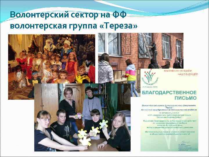 Волонтерский сектор на ФФ волонтерская группа «Тереза» 