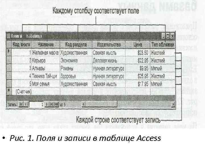  • Рис. 1. Поля и записи в таблице Access 