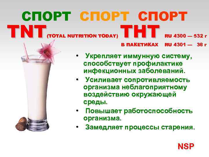 СПОРТ TNT (TOTAL NUTRITION TODAY) ТНТ В ПАКЕТИКАХ RU 4300 — 532 г RU