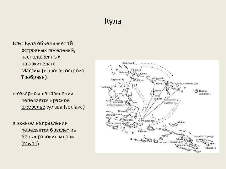 Кула Круг Кула объединяет 18 островных поселений, расположенных на архипелаге Массим (включая острова Тробриан).