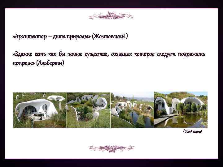  «Архитектор – дитя природы» (Жолтовский ) «Здание есть как бы живое существо, создавая