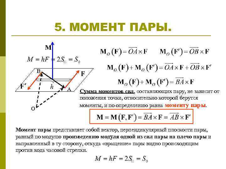 Момент пар сил