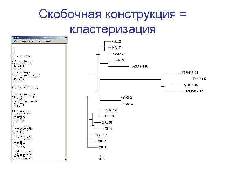 Скобочная конструкция = кластеризация 