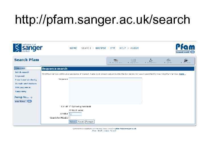 http: //pfam. sanger. ac. uk/search 