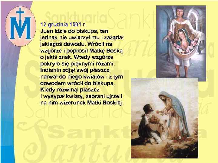 12 grudnia 1531 r. Juan idzie do biskupa, ten jednak nie uwierzył mu i