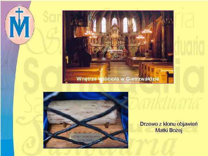 Wnętrze kościoła w Gietrzwałdzie Drzewo z klonu objawień Matki Bożej 