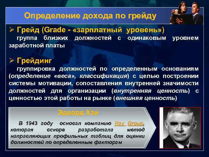 Определение дохода по грейду Ø Грейд (Grade - «зарплатный уровень» ) группа близких заработной