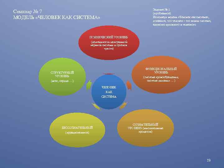 Задание № 1 (проблемное) Используя модель «Человек как система» , докажите, что человек –