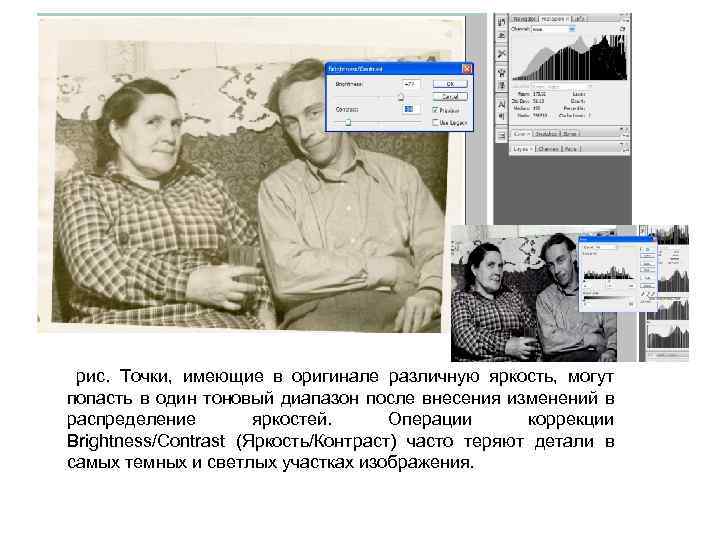  рис. Точки, имеющие в оригинале различную яркость, могут попасть в один тоновый диапазон