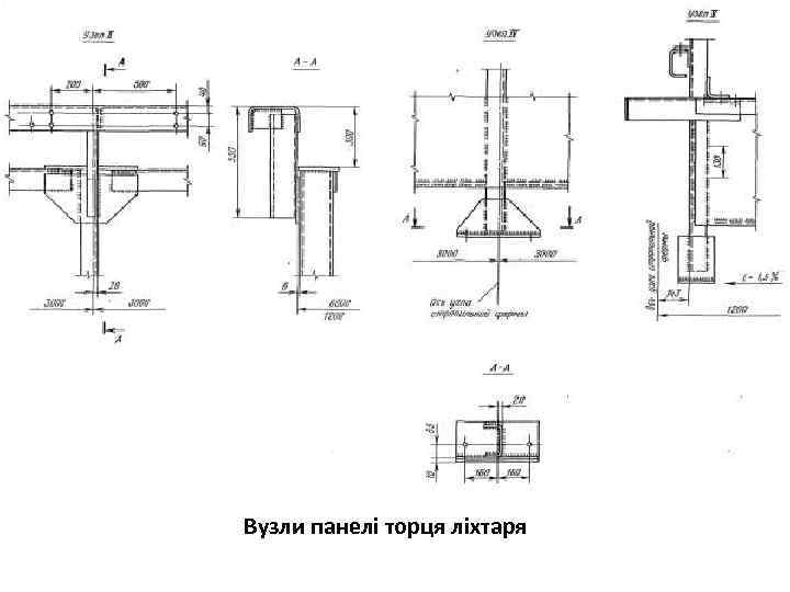 Вузли панелі торця ліхтаря 
