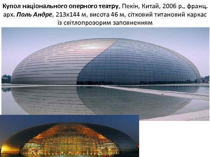 Купол національного оперного театру, Пекін, Китай, 2006 р. , франц. арх. Поль Андре, 213