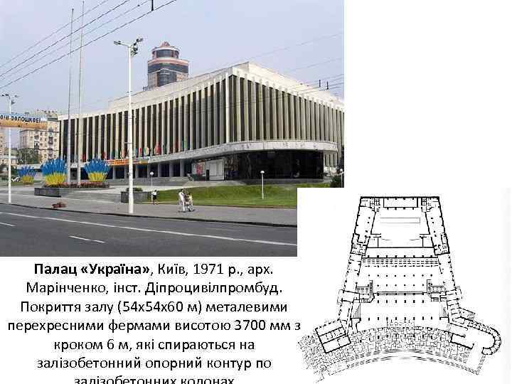 Палац «Україна» , Київ, 1971 р. , арх. Марінченко, інст. Діпроцивілпромбуд. Покриття залу (54