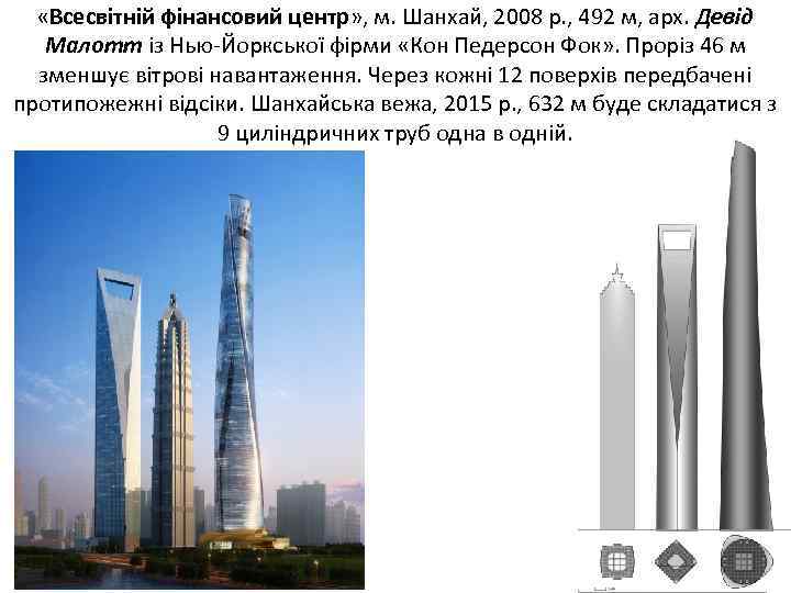  «Всесвітній фінансовий центр» , м. Шанхай, 2008 р. , 492 м, арх. Девід
