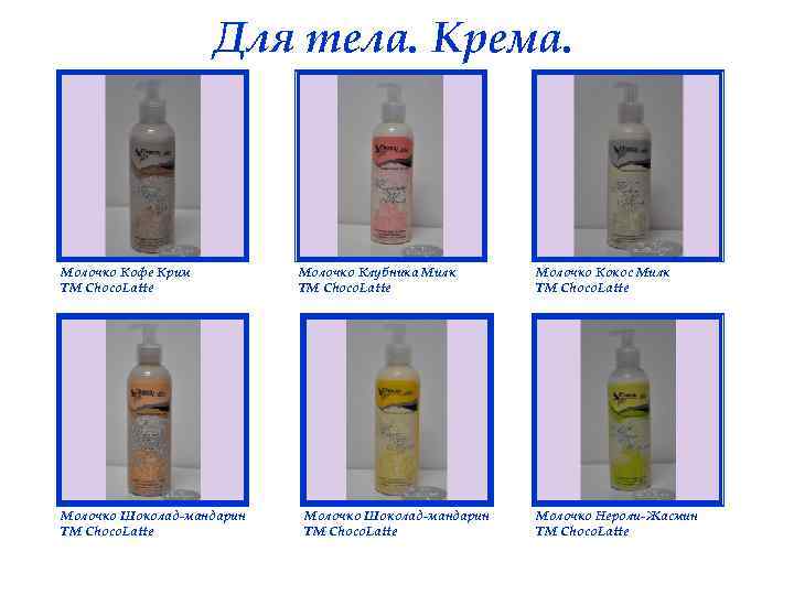 Для тела. Крема. Молочко Кофе Крим ТМ Choco. Latte Молочко Шоколад-мандарин ТМ Choco. Latte