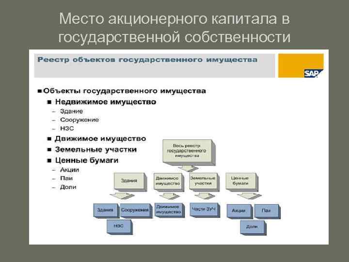 Место акционерного капитала в государственной собственности 