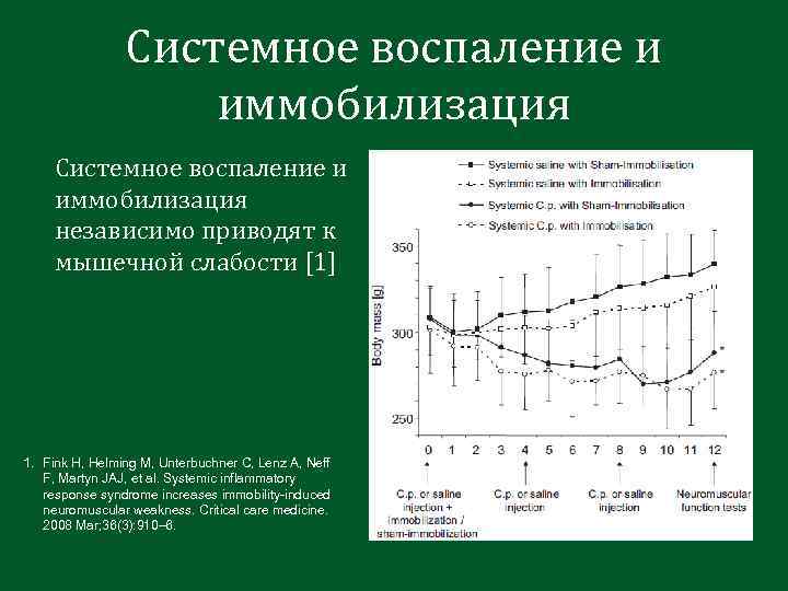 Системное воспаление и иммобилизация независимо приводят к мышечной слабости [1] 1. Fink H, Helming