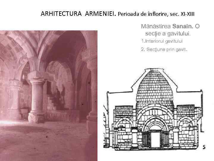 ARHITECTURA ARMENIEI. Perioada de înflorire, sec. XI-XIII Mănăstirea Sanain. O secţie a gavitului. 1.