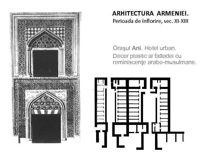 ARHITECTURA ARMENIEI. Perioada de înflorire, sec. XI-XIII Oraşul Ani. Hotel urban. Decor plastic al