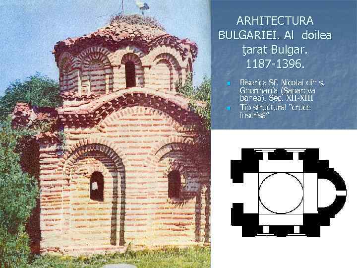ARHITECTURA BULGARIEI. Al doilea ţarat Bulgar. 1187 -1396. n n Biserica Sf. Nicolai din