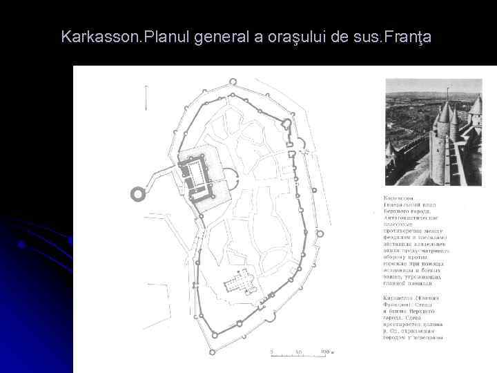 Karkasson. Planul general a oraşului de sus. Franţa 